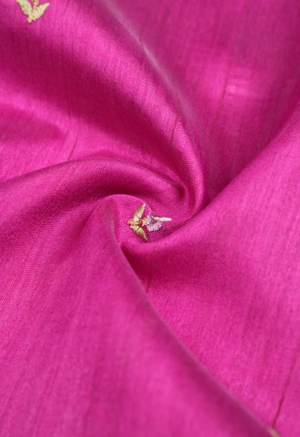 Magenta Purple Tussar Saree with Without Zari Zari Buttis (small Dots Or Motifs)