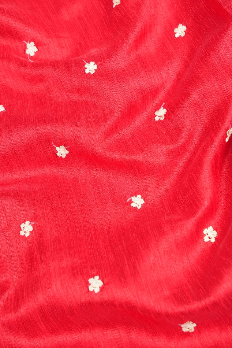 Rose  Red Tussar Saree with Without Zari Zari Buttis (small Dots Or Motifs) view 3