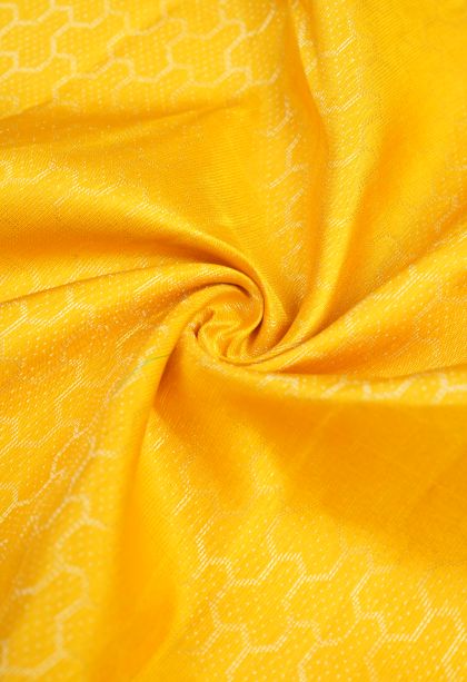 Lemon Yellow Soft Silk Saree with Silver Zari Floral Patterns
