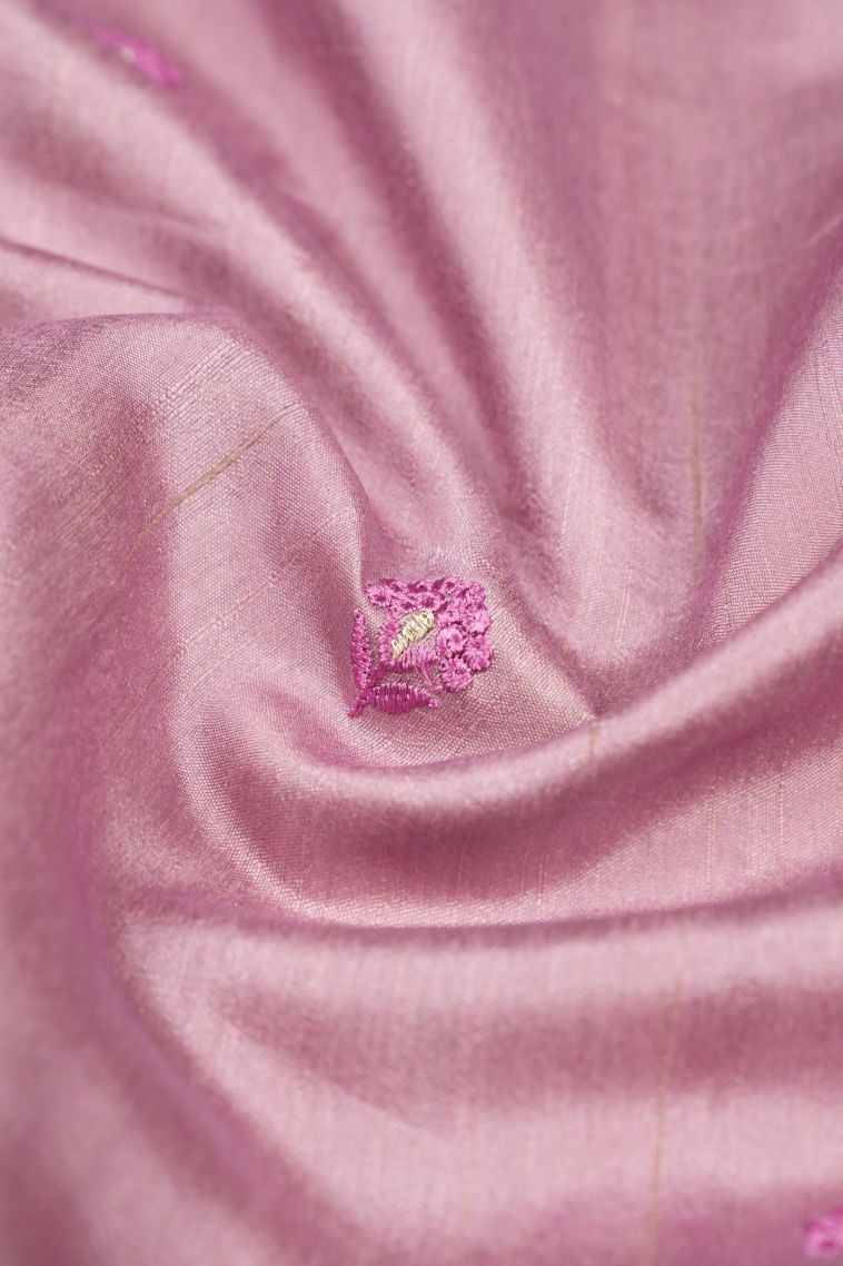 Ballet Pink Tussar Saree with Without Zari Zari Buttis (small Dots Or Motifs) view 4