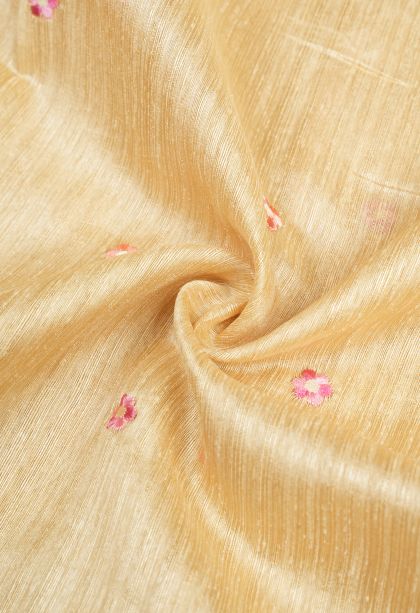 Cream White Tussar Saree with Without Zari Zari Buttis (small Dots Or Motifs)