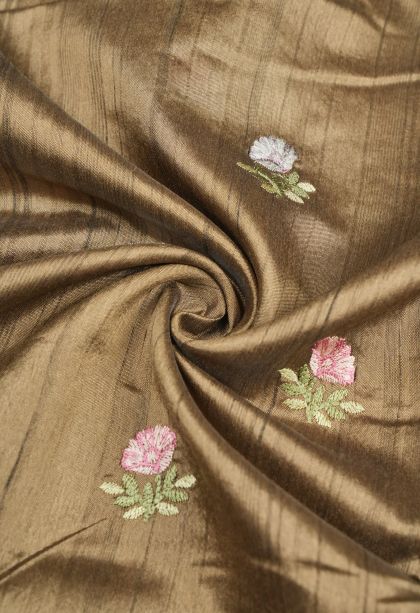 Tortilla Brown Tussar Saree with Without Zari Zari Buttis (small Dots Or Motifs)