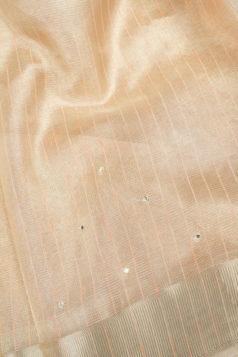 Peach Pink Organza Saree with Without Zari Zari Floral Patterns view 3
