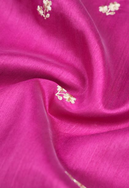Magenta Purple Tussar Saree with Without Zari Zari Buttis (small Dots Or Motifs)