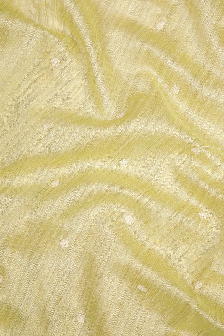 Lime Green Tussar Saree with Without Zari Zari Buttis (small Dots Or Motifs) view 3