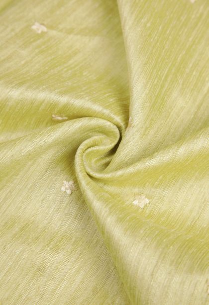 Lime Green Tussar Saree with Without Zari Zari Buttis (small Dots Or Motifs)