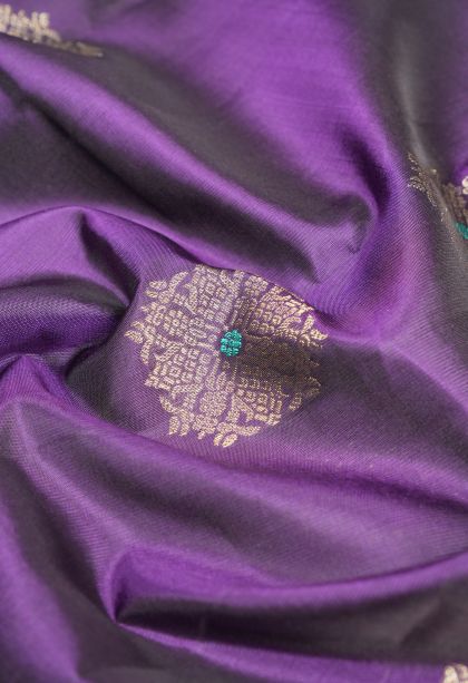 Viola Purple Kanchipuram Silk Sarees with Gold Zari Buttis (small Dots Or Motifs)