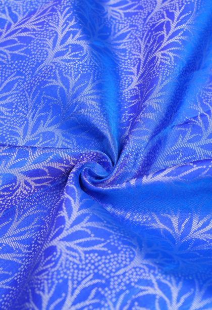 Cobalt Blue Soft Silk Saree with Silver Zari Floral Patterns
