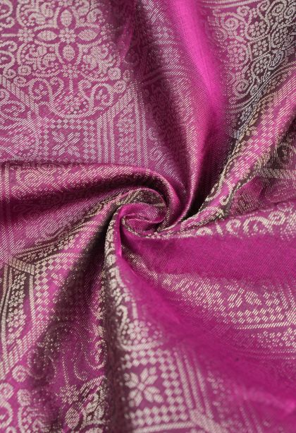 Magenta Purple Soft Silk Saree with Silver Zari Floral Patterns