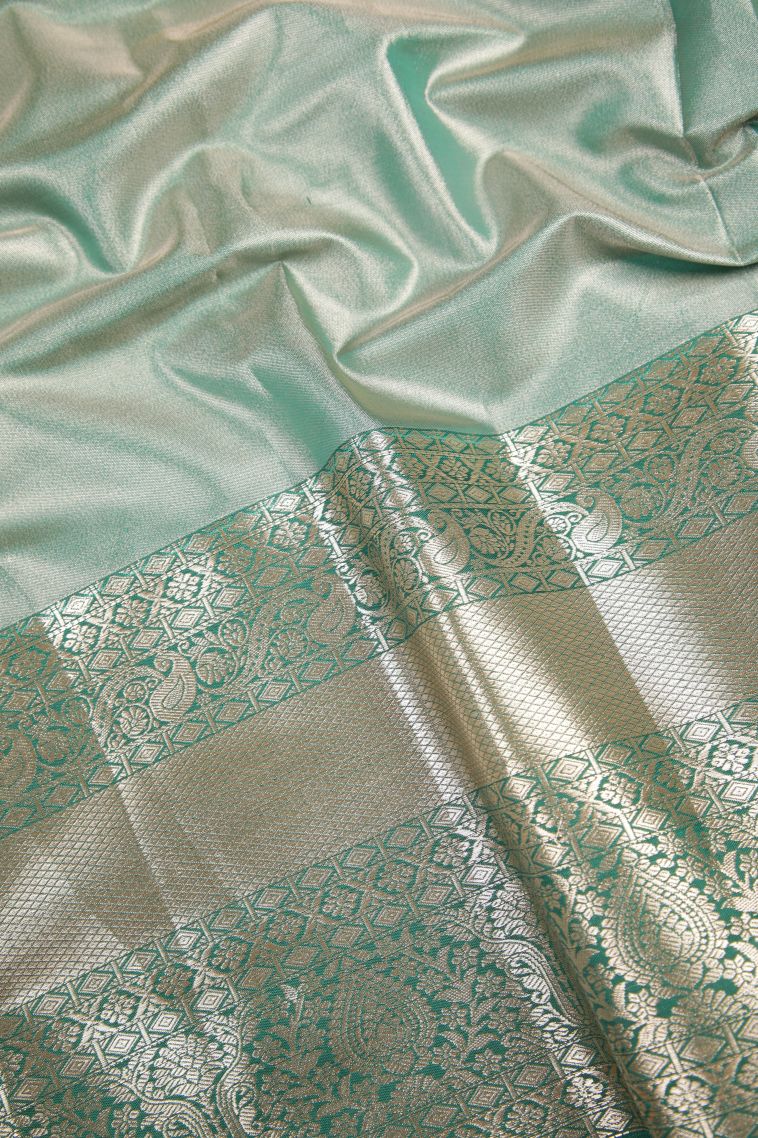 Lavender Purple Tissue Silk Sarees with Silver Zari Floral Patterns view 3