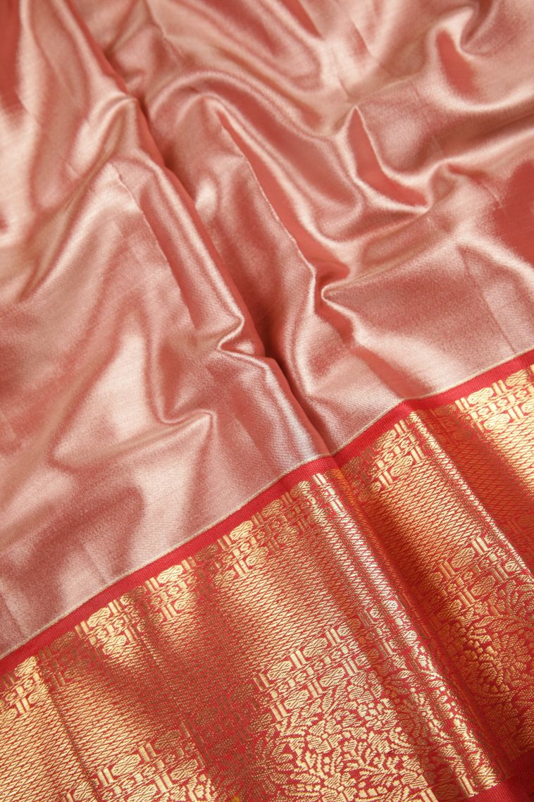Lavender Purple Tissue Silk Sarees with Silver Zari Floral Patterns view 3