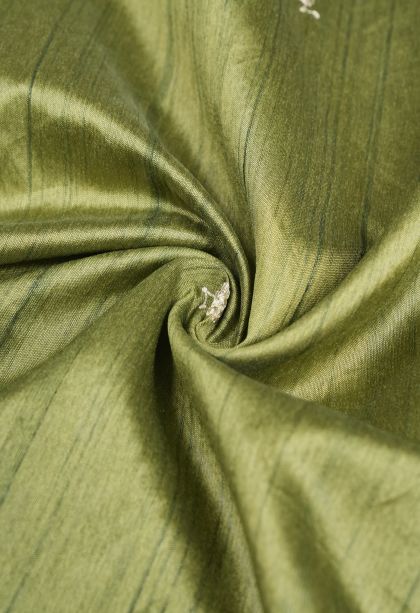 Moccon Green Tussar Saree with Without Zari Zari Buttis (small Dots Or Motifs)