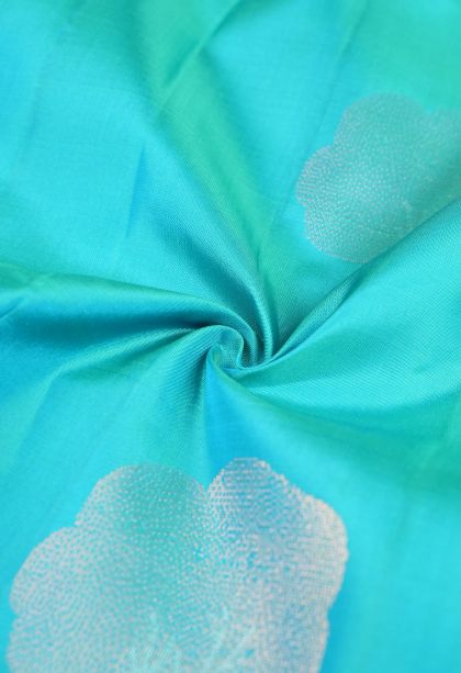 Admiral Blue Soft Silk Saree with Silver Zari Buttis (small Dots Or Motifs)