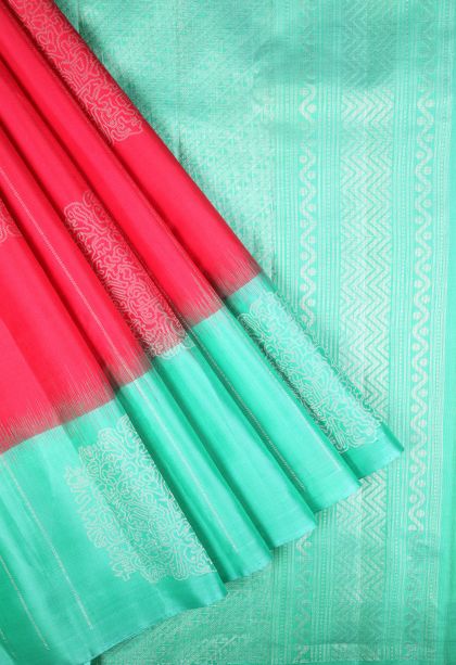 Hot Pink Soft Silk Saree with Silver Zari Stripes
