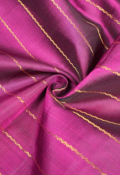 Magenta Purple Kanchipuram Silk Sarees with Gold Zari Stripes