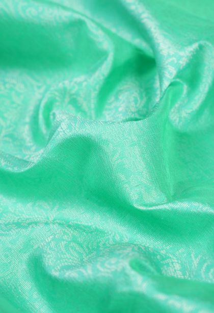 Arctic Blue Soft Silk Saree with Silver Zari Floral Patterns