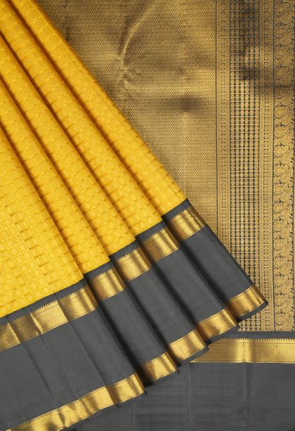 Gold Kanchipuram Silk Sarees with Gold Zari Checks