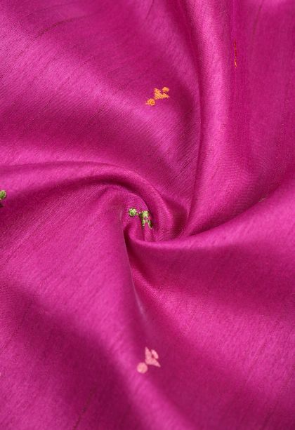 Magenta Purple Tussar Saree with Without Zari Zari Buttis (small Dots Or Motifs)