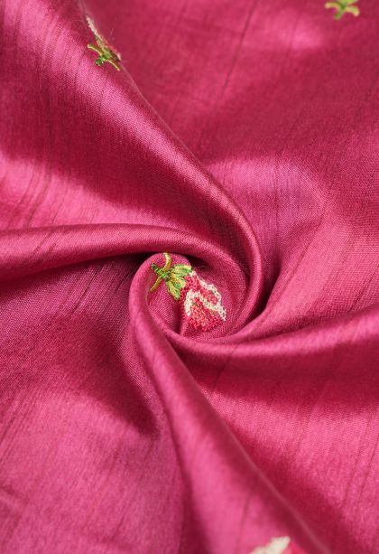 Rouge Pink Tussar Saree with Without Zari Zari Buttis (small Dots Or Motifs)