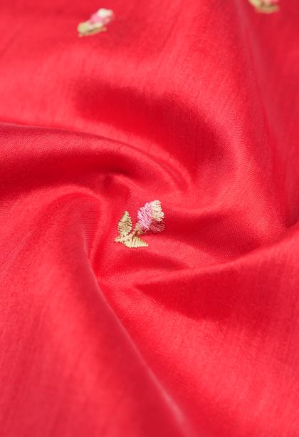 Strawberry Pink Tussar Saree with Without Zari Zari Buttis (small Dots Or Motifs)