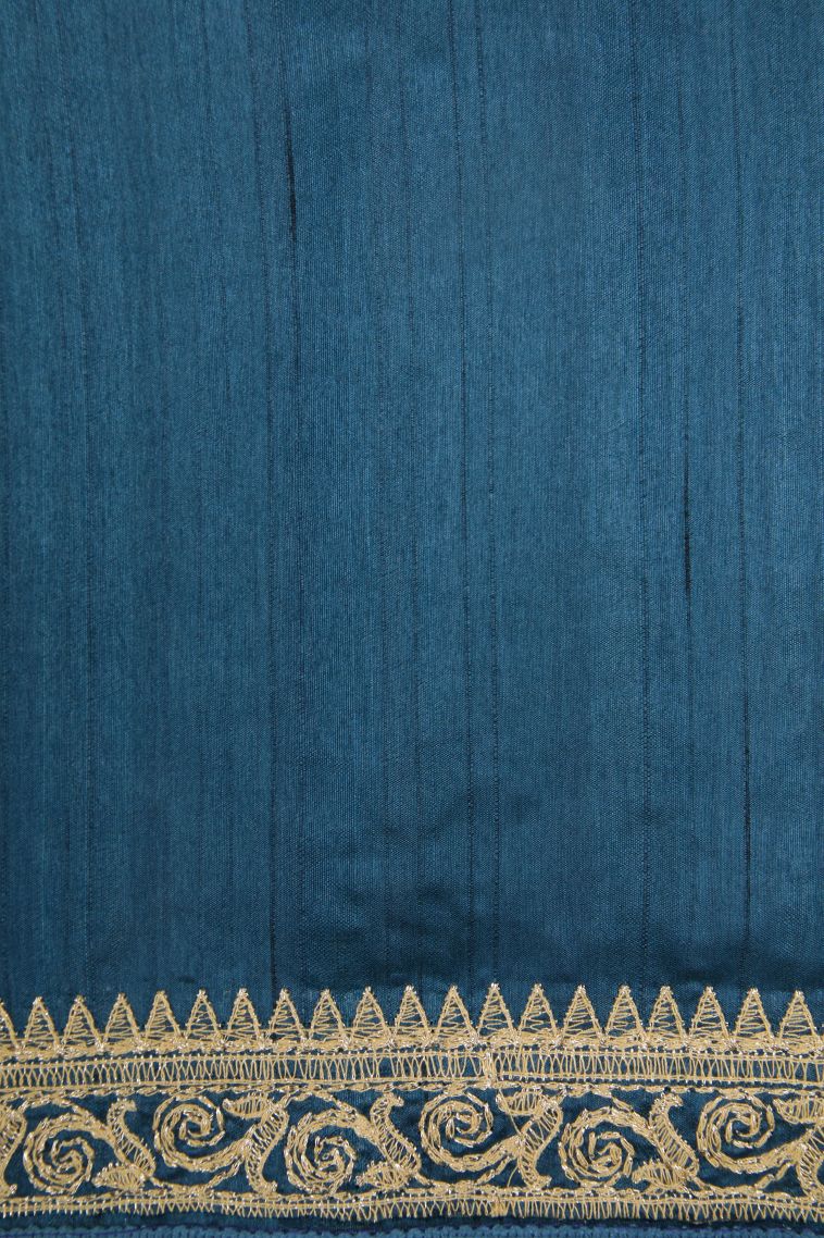 Lapis Blue Tussar Saree with Without Zari Zari Buttis (small Dots Or Motifs) view 3