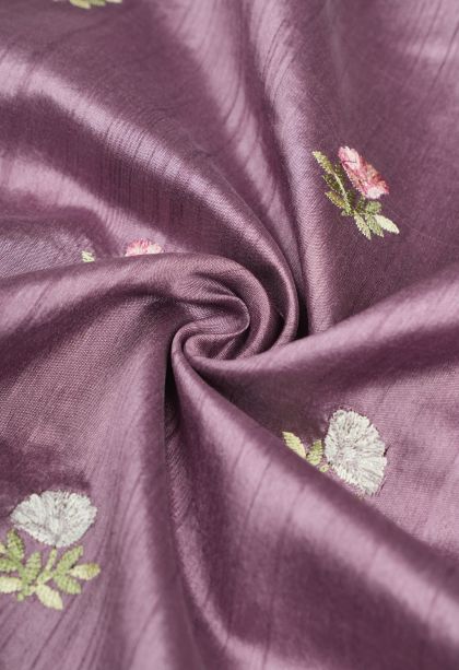 Lilac Purple Tussar Saree with Without Zari Zari Buttis (small Dots Or Motifs)