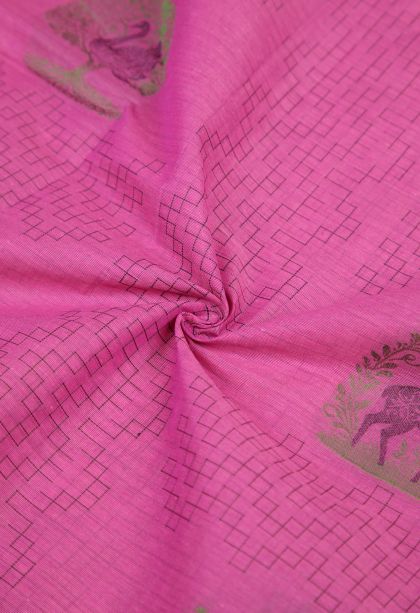 Bubblegum Pink Kovai Cotton Sarees with Without Zari Zari Buttis (small Dots Or Motifs)