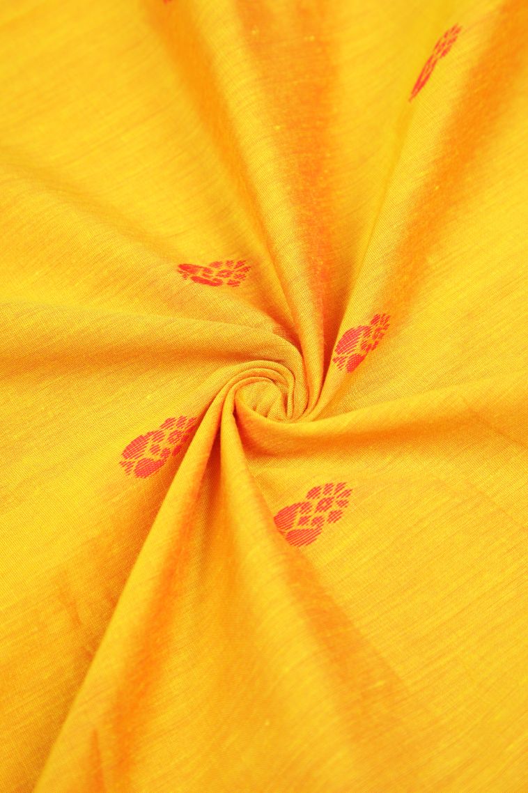 Lemon Yellow Kalyani Cotton with Without Zari Zari Buttis (small Dots Or Motifs) view 4