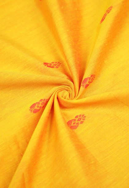 Lemon Yellow Kalyani Cotton with Without Zari Zari Buttis (small Dots Or Motifs)