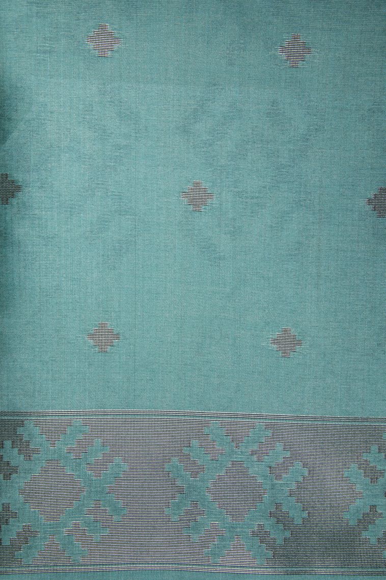 Gold Tussar Saree with Bronze Zari Buttis (small Dots Or Motifs) view 3