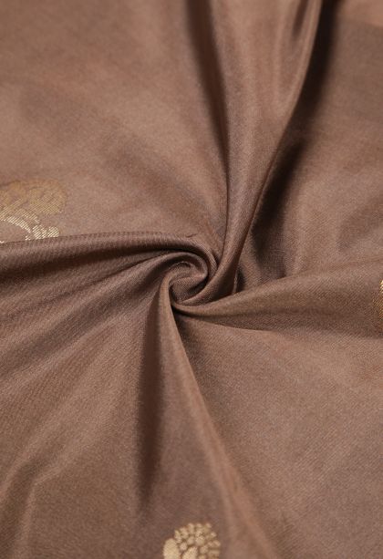Tawny Brown Soft Silk Saree with Copper Zari Buttis (small Dots Or Motifs)