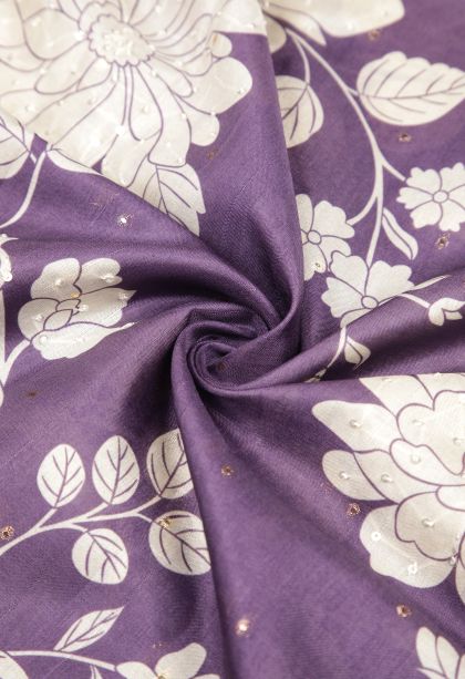 Mauve Purple Tussar Saree with Without Zari Zari Floral Patterns