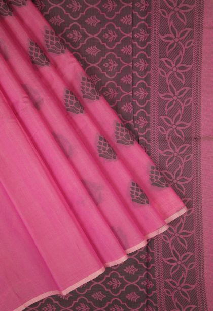Bubblegum Pink Silk Cotton with Without Zari Zari Buttis (small Dots Or Motifs)