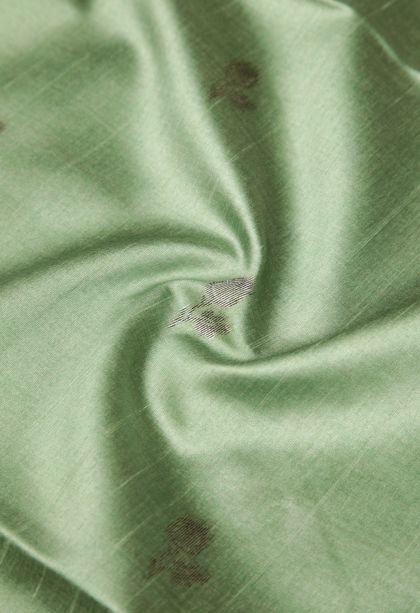 Mint Green Tussar Saree with Bronze Zari Buttis (small Dots Or Motifs)