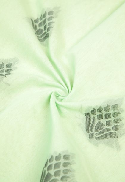 Pistachio Green Silk Cotton with Without Zari Zari Buttis (small Dots Or Motifs)