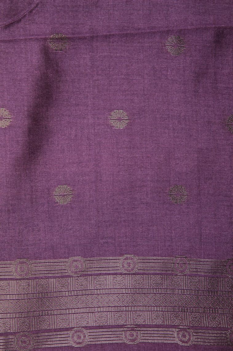 Ballet Pink Tussar Saree with Bronze Zari Stripes view 3