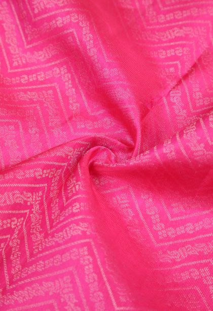 Bubblegum Pink Soft Silk Saree with Silver Zari Stripes