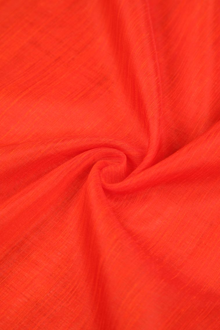 Tiger Orange Tussar Saree with Without Zari Zari Plain view 4