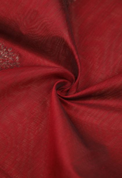 Apple Red Silk Cotton Sarees with Bronze Zari Buttis (small Dots Or Motifs)