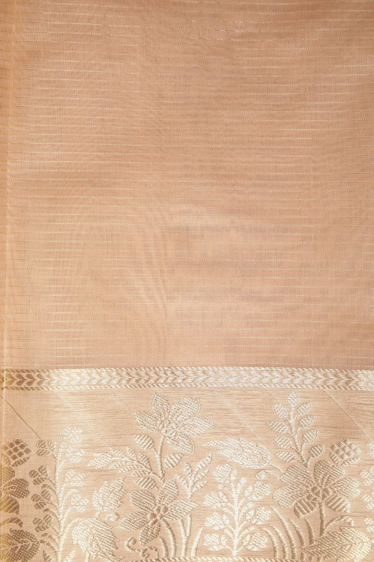 Salmon Pink Tussar Saree with Without Zari Zari Buttis (small Dots Or Motifs) view 3