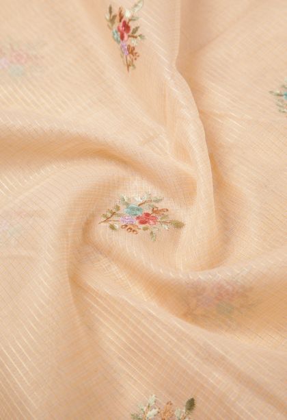 Salmon Pink Tussar Saree with Without Zari Zari Buttis (small Dots Or Motifs)