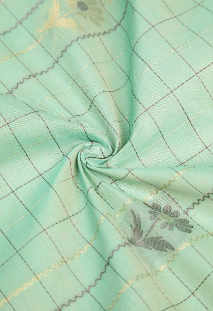 Lime Green Kovai Cotton Sarees with Without Zari Zari Checks