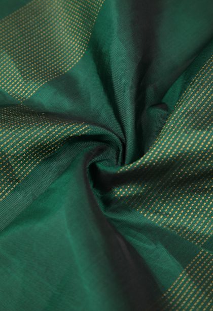 Pine Green Kanchipuram Silk Sarees with Gold Zari Stripes