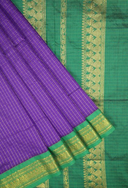 Viola Purple Kalyani Cotton with Without Zari Zari Checks