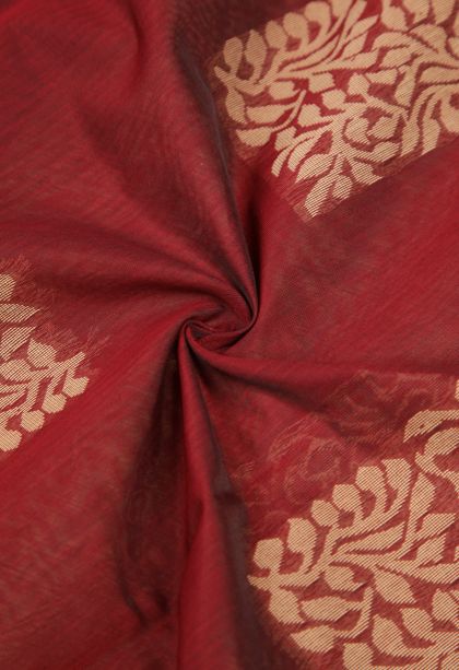 Apple Red Silk Cotton with Without Zari Zari Buttis (small Dots Or Motifs)