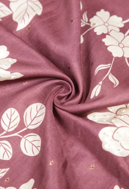 Rosewood Pink Tussar Saree with Without Zari Zari Floral Patterns