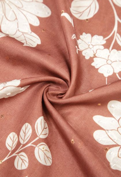 Bronze Orange Tussar Saree with Without Zari Zari Floral Patterns