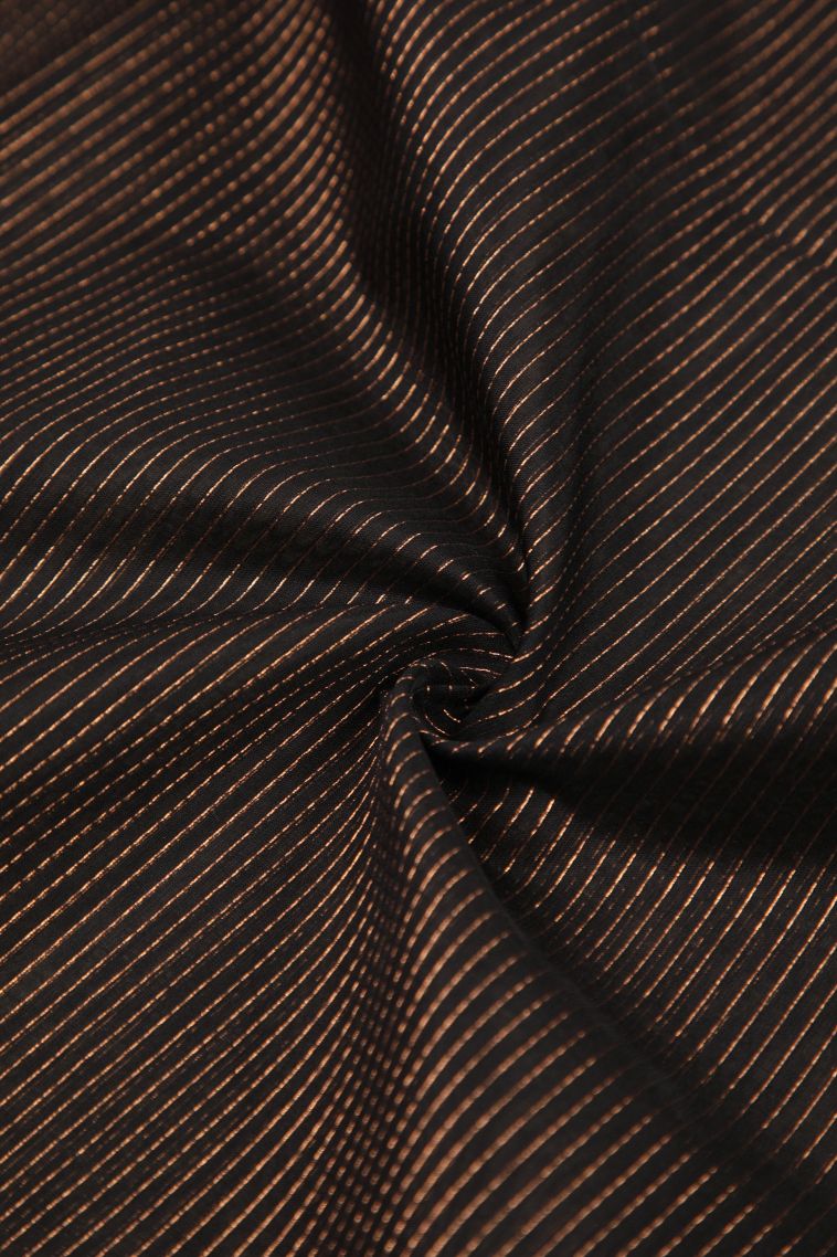 Asphalt Black Silk Cotton Sarees with Copper Zari Stripes view 4