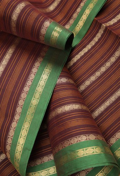Berry Red Pure Handloom Kovai Cotton with Without Zari Zari Stripes