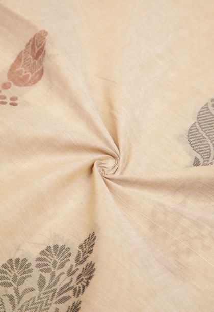 Cream White Pure Handloom Kovai Cotton with Without Zari Zari Buttis (small Dots Or Motifs)